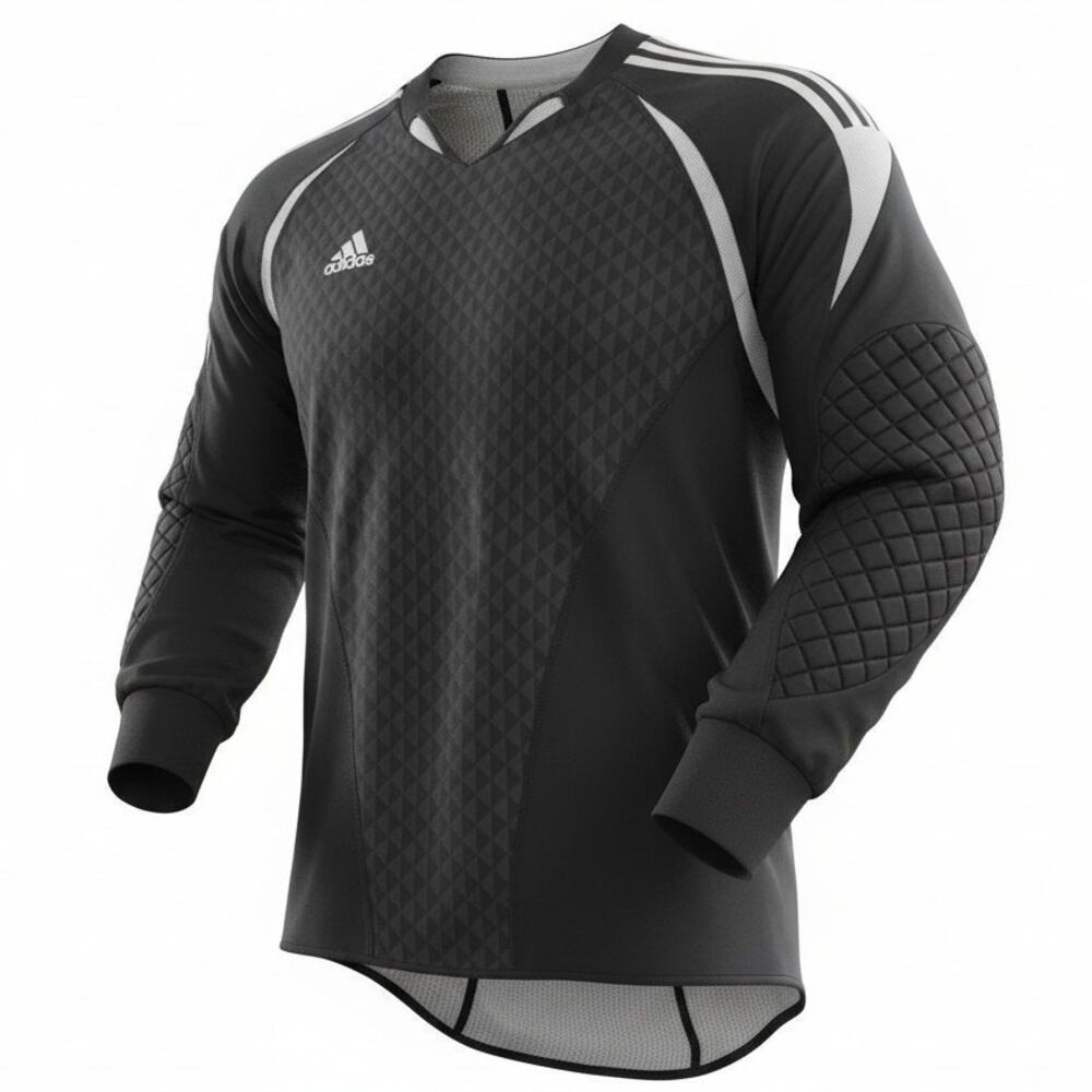 Vtg Y2K Adidas Men's XL Black Padded Goalkeeper Climacool Soccer Jersey 559086